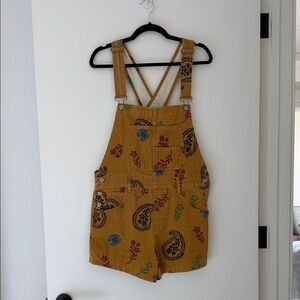 We The Free Mustard Paisley Denim Jumpsuit